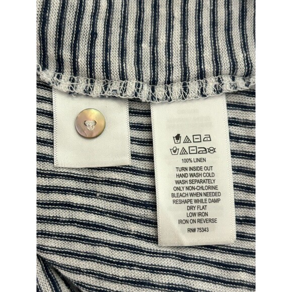 Adrienne Vittadini Top 1X Linen Striped Tunic Nautical Coastal Beach Lagenlook - Picture 10 of 12